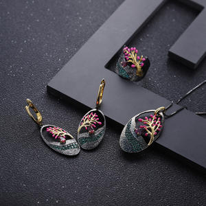 Colgante de Plata 925 con Árbol de la Vida, Incrustaciones de Granate y Esmalte, Estilo Vintage - Product Image 4