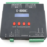 Controlador LED RGB Programable de 8 Puertos K-8000C, Controlador de Píxeles LED con Tarjeta SD para Tiras de Luces LED RGB de Color Pixel SPI/DMX512