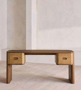 Custom Designer Solid Wood Vanity Table <b>Oak</b> <b>Frame</b> Hand Carved Hammered Drawer Fronts Dressing Table For Modern Bedroom Interior - Product Image 4