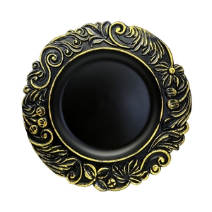 Assiettes de charge en plastique réutilisables à bord doré antique rondes motifs de <span class=keywords><strong>plat</strong></span> vert/noir/orange/violet/blanc pour décorations de mariage - Product Image 3