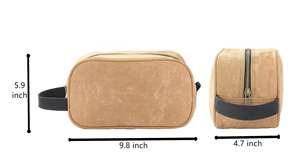 Shaving Waxed Canvas Toiletry Bag for Men Waxed Canvas Carry Hanging Tool Pouch <b>Bathroom</b> Toiletries Organizer Bag - Product Image 4