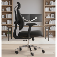 Chaise de bureau moderne noire réglable, directement de l'usine |   Chaise ergonomique en tissu avec accoudoirs 3D, bouton arrière et support lombaire pour bureau à domicile