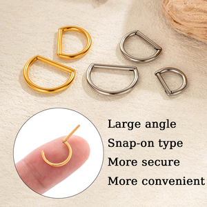 Anillo <span class=keywords><strong>de</strong></span> Septum, Nariz y Cartílago con Segmento Articulado en Forma <span class=keywords><strong>de</strong></span> D, Chapado en Oro <span class=keywords><strong>de</strong></span> <span class=keywords><strong>Titanio</strong></span> G23, ASTM F136, Regalo - Product Image 3