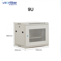 Armoire réseau murale Unionfiber 6U 19 pouces en acier noir pour centre de données, gestion des câbles, déploiement au bureau