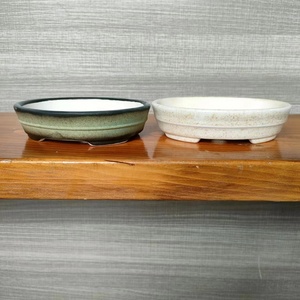 Vaso bonsai cremoso ellittico classico a bocca bassa Yixing bonsai pot - Product Image 4