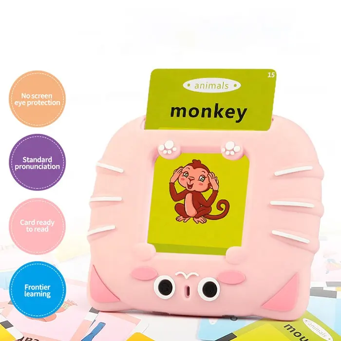 YMX KA06 Toys Learn English Audible Audio Reading Talking Talk Flash Words Cards Flashcards Reader for Kids Baby Children