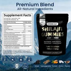 Gomas de Shilajit Puro do Himalaia OEM, Gomas de Shilajit Gold com <span class=keywords><strong>Ashwagandha</strong></span>, 105 Minerais Traço, Aumenta a Energia e Constrói Resistência - Product Image 2