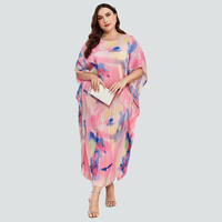 Chic Style femmes c Maxi Abaya robe rose bleu jaune manches chauve-souris jupe plissée été Boho robe