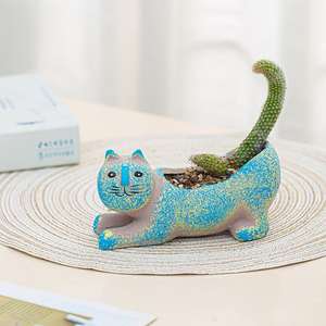 Maceta <span class=keywords><strong>de</strong></span> cerámica esmaltada moderna con lindo gato, columna <span class=keywords><strong>de</strong></span> <span class=keywords><strong>cola</strong></span> <span class=keywords><strong>de</strong></span> mono Simple, diseño <span class=keywords><strong>de</strong></span> animales <span class=keywords><strong>de</strong></span> dibujos animados <span class=keywords><strong>de</strong></span> <span class=keywords><strong>Cactus</strong></span> para jardín o uso doméstico - Product Image 2