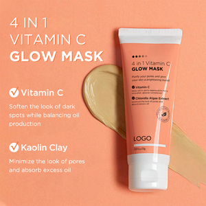Produsen OEM Perawatan Kulit Sesuai Standar EU, Mencerahkan Pigmentasi, Menghaluskan, Menyeimbangkan Minyak, Masker Wajah 4 in 1 Vitamin C Glow <span class=keywords><strong>Mask</strong></span> - Product Image 1