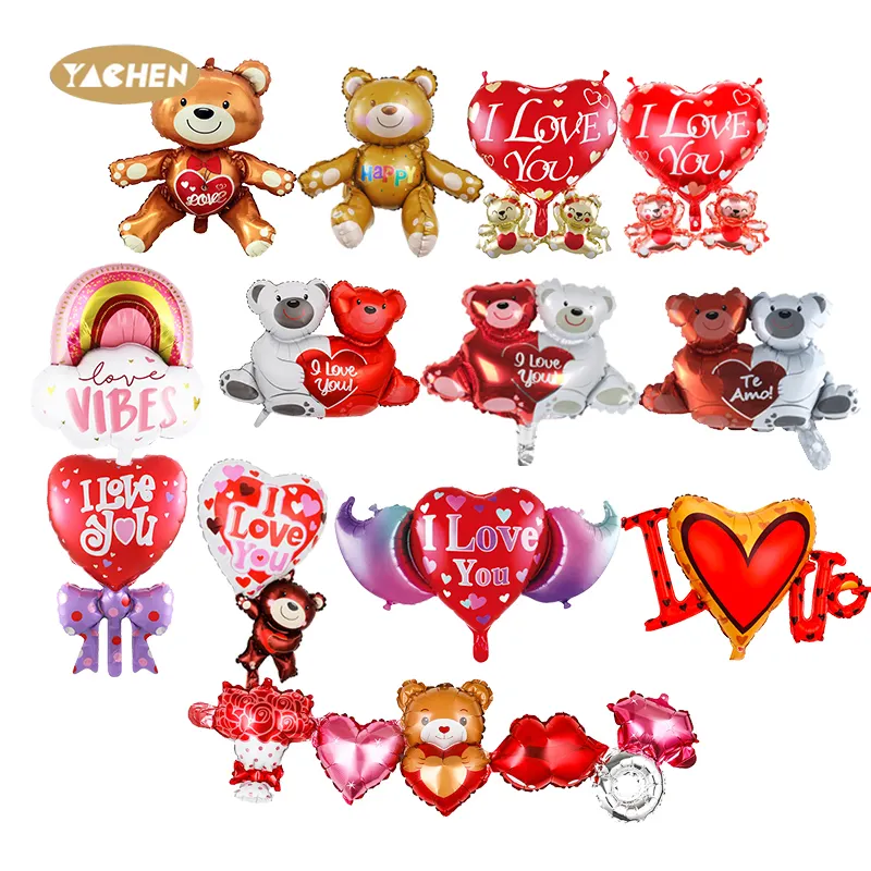 Yachen globos san valentin, украшение на свадьбу, день Святого Валентина, красное сердце, в форме медведя, гелиевые воздушные шары из фольги, Новое поступление, 2024