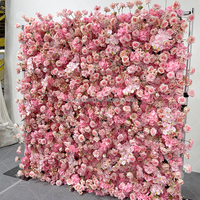 Sun wedding Großhandel Rosa künstliche Blumen wand Hochzeit Hintergrund Dekoration künstliche Roll Up Blumen wand