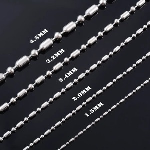 Cadena larga de eslabones con cuentas al por mayor, 5 piezas, collar de acero inoxidable, gargantilla punk color plata, accesorios de joyería DIY - Product Image 3