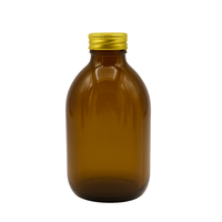 Botella de jarabe para la tos vacía de vidrio ámbar a buen precio de fábrica, botellas de vidrio de jarabe para la tos seca con tapa de rosca