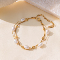 Bracelet minimaliste en acier inoxydable plaqué or 18 carats, étanche, avec chaîne serpent trombone et fermoir OT en forme de cœur, bijoux pour femme