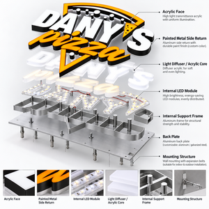 Insegna Luminosa a LED Personalizzata per Pizzeria, <span class=keywords><strong>Trattoria</strong></span>, Diner, Lettere Retroilluminate, Segnaletica Interna a LED - Product Image 3