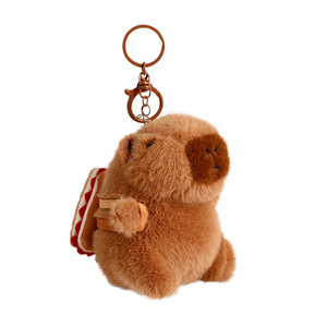 Porte-clés en peluche créatif Capybara gourmand, pendentif de sac à dos, série bien-être de célébrité d'Internet, petit cadeau en métal et plastique - Product Image 6