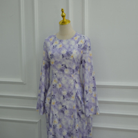 Robes pour femmes Loriya, imprimées, en pur coton, robe florale modeste avec manches évasées et ceinture au dos, abaya quotidienne pour femmes, robe musulmane