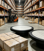 Table basse ronde en panneau de qualité E1, base cylindrique complète, OEM ODM personnalisé pour la vente en gros, mobilier résidentiel et contractuel