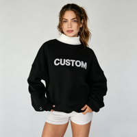 Sweat-shirt à col montant anti-plis pour femmes et adolescentes 2026, coupe oversize courte à manches longues, ample, hiver
