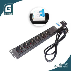Gcabling 1U 19 אינץ 6 יציאת גרמניה שקע יחידת חלוקת כוח 6way שקע שרת מתלה הר PDU - Product Image 2