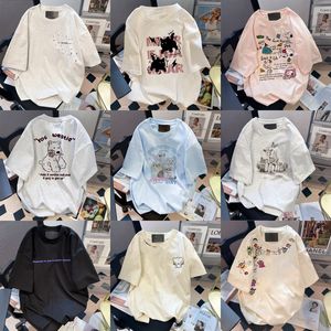 Camiseta Vintage de Verano, Informal, Holgada, de Manga Corta, Talla Grande, con Estampado de Letras y Parches, Transpirable, 100% Algodón, Venta al Por Mayor - Product Image 6