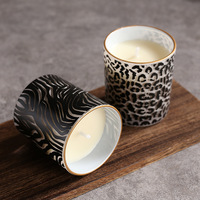 Vente chaude Personnalisé Tigre Imprimer Imprimé Léopard Design Motif Bocal En Verre Cire De Soja Bougies Parfumées Maison De Luxe Déc