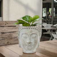 Pot à plantes en béton de style américain fait à la main par Lianda, tête de Bouddha, écologique, suspendu, pour la maison, le bureau, élégant
