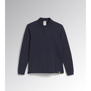 Polo à manches longues Diadora gris acier en coton biologique respirant XXL - Product Image 1