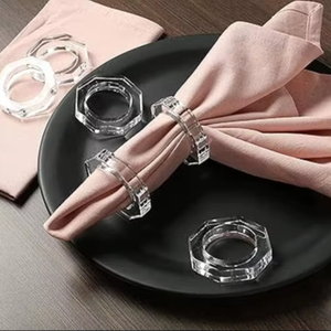 ชุดห่วงใส่ผ้าเช็ดปากโต๊ะรับประทานอาหารโปร่งใสโต๊ะรับประทานอาหารงานแต่งงานงานเลี้ยงอาหารค่ำครอบครัวชุดละ12ชิ้น - Product Image 1
