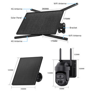Solar WiFi Security Camera IP65 Alarm Four Lens PTZ 355 Full Color Night Vision Outdoor <b>PIR</b> Memory Card - Product Image 5