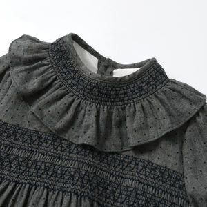 <span class=keywords><strong>2026</strong></span> के बच्चों के लिए सुरुचिपूर्ण रफ़ल कॉलर लंबी आस्तीन शरद ऋतु में कढ़ाई डॉट फ़सल बूटीक बूटीक शीतकालीन चीनी पोशाक - Product Image 3