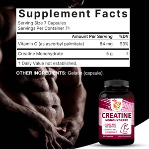 Cápsulas de Creatina Monohidrato OEM ODM con Vitamina C que Ayudan a Desarrollar Músculo Magro y Aumentar la Fuerza - Product Image 2