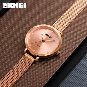 Skmei Women's Quartz Watch Rose Gold Mesh Strap Analog 30M Waterproof 8mm Thin Fashion Casual Wristwatch - Product Image 4