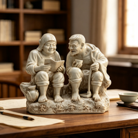 Sculpture antique en porcelaine, couple âgé, thème Dazai, ornement en céramique pour exposition en galerie, décoration de salle d'étude, souvenir