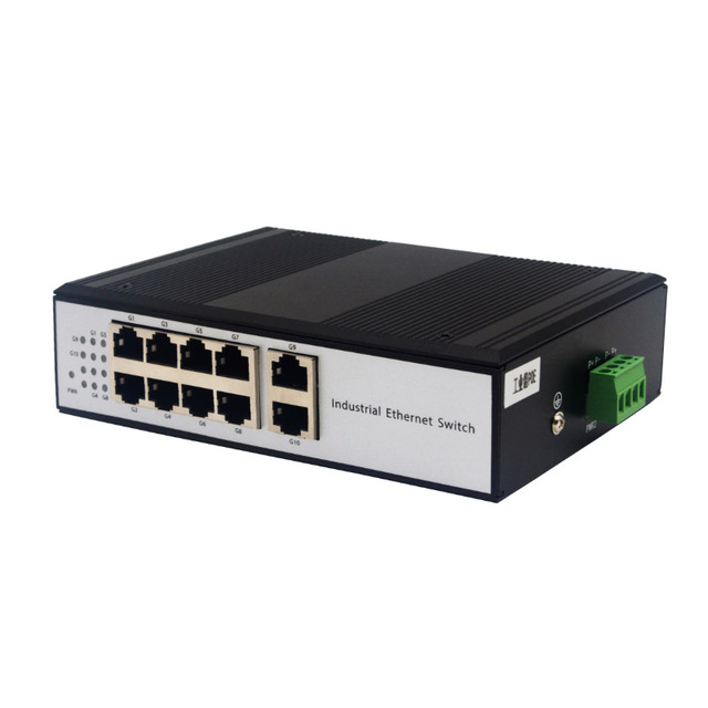 Gigabit 10-Port Industrial Ethernet Switch 1000Mbps PoE/Non-PoE Option DIN Rail 10/100/1000M Network Switch for CCTV Camera