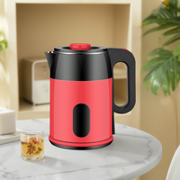 Bouilloire électrique automatique en acier inoxydable à double paroi de 1,8 L, 1500 W, sans fil, chauffage rapide, certifiée CE CB, pour usage domestique et hôtelier