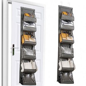 Behind/Over the Door Purse Organizer, Wall Mount <b>Handbag</b> Organizer with 6 Big Clear Pockets, Hanging <b>Handbag</b> Purse Storage Bag - Product Image 1