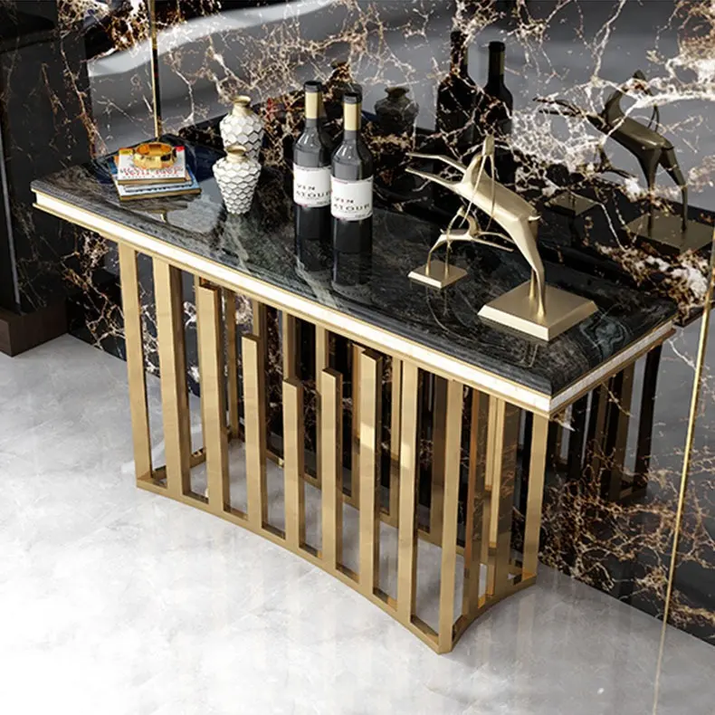 Moderne Marmeren Entree Foyer Tafel Met Led Verlichting Gouden Console Tafels Woonkamer Meubels