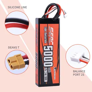 SUNPADOW 5000mAh 7.4V 100C 2S Lipo Battery With Deans T Plug For RC Car Truck Boat Vehicles Tank Buggy Racing Hobby
