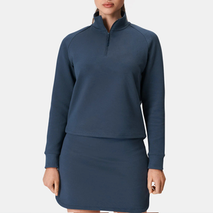 Maglione Sportivo Oversize con <span class=keywords><strong>Collo</strong></span> Alto e Mezza Zip per Allenamento Tennis Golf <span class=keywords><strong>Polo</strong></span> Pullover da Donna - Product Image 3