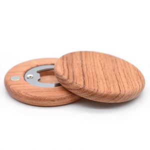 Magnetic Custom Beer Bottle Opener Round Red Pearwood Magnetic Fridge Magnet Bottle Opener - Product Image 1