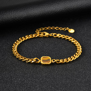 Pulsera de Cadena Cubana de Acero Inoxidable 316L para Hombre, Oro de 18K, Ojo de Tigre, Lapislázuli, Piedra Acrílica Negra, Joyería - Product Image 5