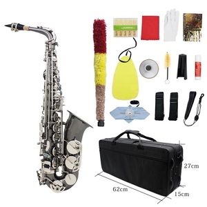 <span class=keywords><strong>COLLECTION</strong></span> LEVEL <span class=keywords><strong>Saxophone</strong></span> Alto E corps en laiton plat Clés en coquille d'ormeau sculpté Instrument à vent <span class=keywords><strong>saxophone</strong></span> nickelé noir - Product Image 1