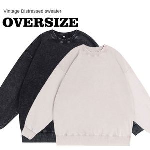 เสื้อสเวตเชิ้ตคอกลมผ้าบาติก 350 กรัม ผ้าฝ้าย 80% ทรงโอเวอร์ไซส์ ไซส์ใหญ่ ไหล่ตก สไตล์เรโทร ผ้าเทอร์รี่ฟอกสี - Product Image 3