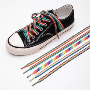 Lacets plats dégradés arc-en-ciel vibrants, lacets en Polyester colorés à six couleurs assorties de 8mm pour hommes et femmes, baskets, chaussures décontractées - Product Image 5