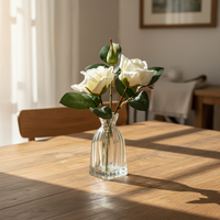 Rose artificielle réaliste faite à la main, avec vase en verre, pour la maison, mariage, Thanksgiving, remise de diplôme, Noël, Nouvel An