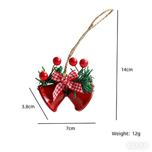 Campanella a Forma di Fiocco di Neve a Cinque Stelle in Ferro Fatto a Mano JQ, Ornamento Natalizio con Bacche Stampate UV Impermeabili, Decorazione da Appendere all'Albero di Natale - Product Image 6
