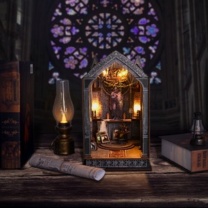 Modèle <span class=keywords><strong>de</strong></span> serre-livres 3D assemblé fait main, thème Prière Nocturne Silencieuse dans la <span class=keywords><strong>cabane</strong></span>, Ornement créatif, Nouveauté, Cadeau d'Halloween - Product Image 4