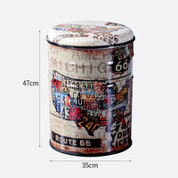 Tabouret de bar moderne en métal en forme de fût de pétrole américain avec logo Route 66 1946 pour salle de sport et usage commercial